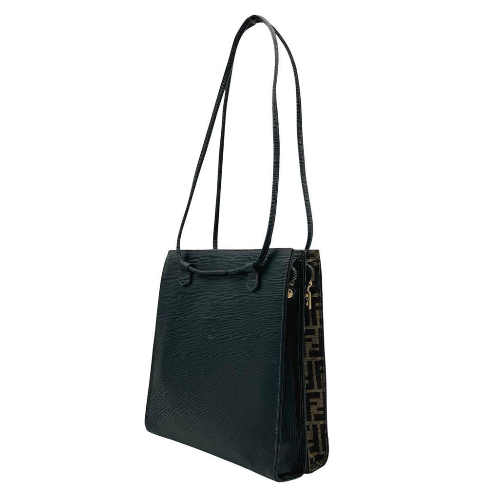 Fendi Tote Bag Zucca Pattern Gold Hardware Canvas Leather — view 3