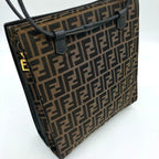 Fendi Tote Bag Zucca Pattern Gold Hardware Canvas Leather — view 5