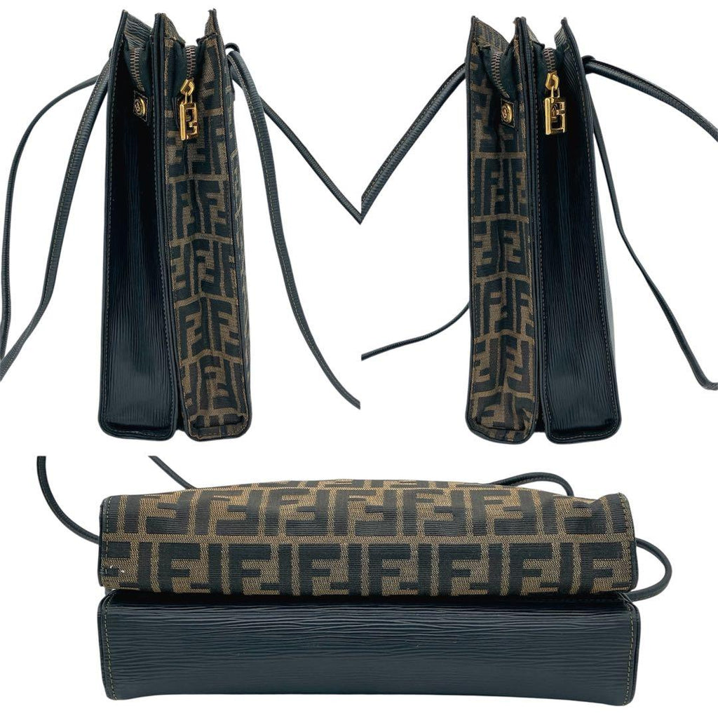 Fendi Tote Bag Zucca Pattern Gold Hardware Canvas Leather — view 7