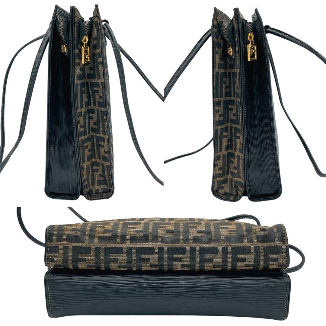 Fendi Tote Bag Zucca Pattern Gold Hardware Canvas Leather — view 7