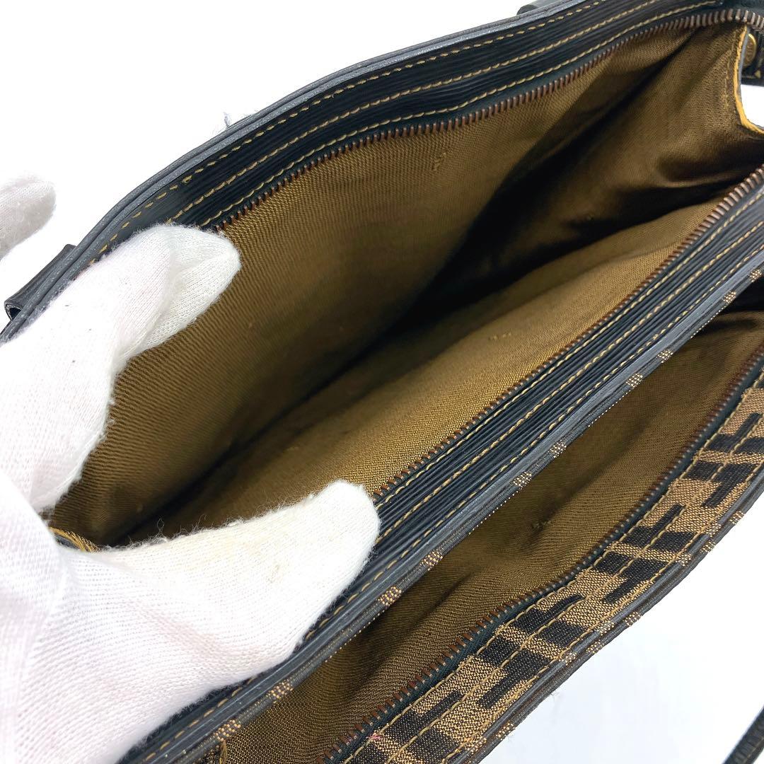 Fendi Tote Bag Zucca Pattern Gold Hardware Canvas Leather — view 9