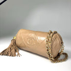 Chanel Super Fringe Quilted Lamb Shoulder Bag Beige — view 2
