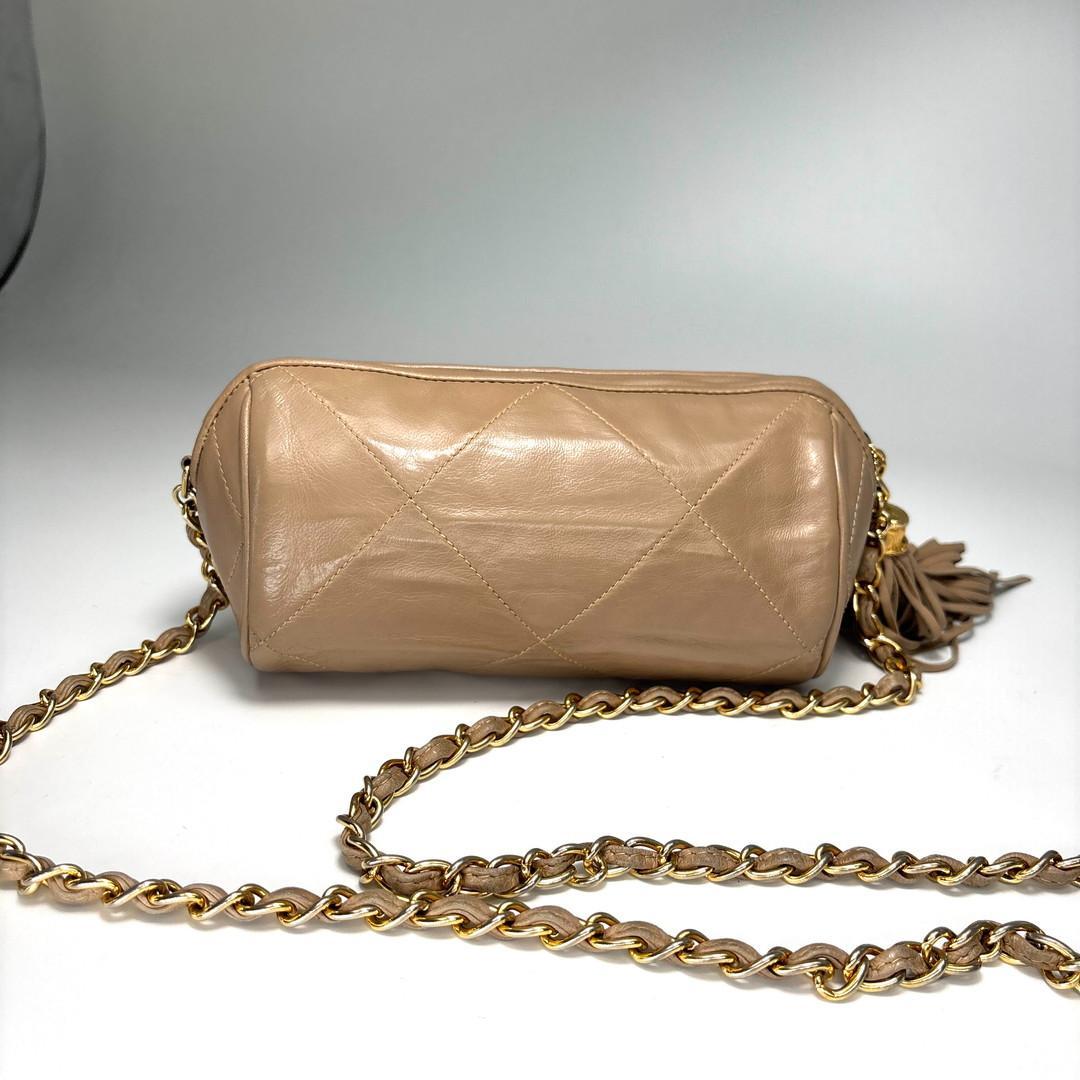 Chanel Super Fringe Quilted Lamb Shoulder Bag Beige — view 5