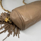 Chanel Super Fringe Quilted Lamb Shoulder Bag Beige — view 7