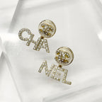 Chanel Earrings CC Logo Rhinestone Pearl Gold — view 2