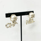 Chanel Earrings CC Logo Rhinestone Pearl Gold — view 7