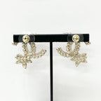 Chanel Earrings CC Logo Pearl Rhinestone Flower Gold — view 8