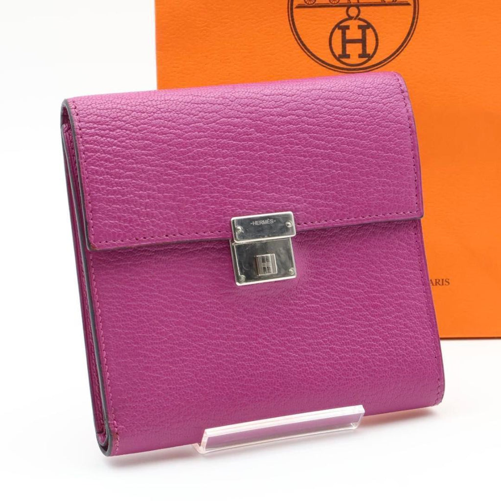 Hermes Click 12 Trifold Wallet Chevre Pink