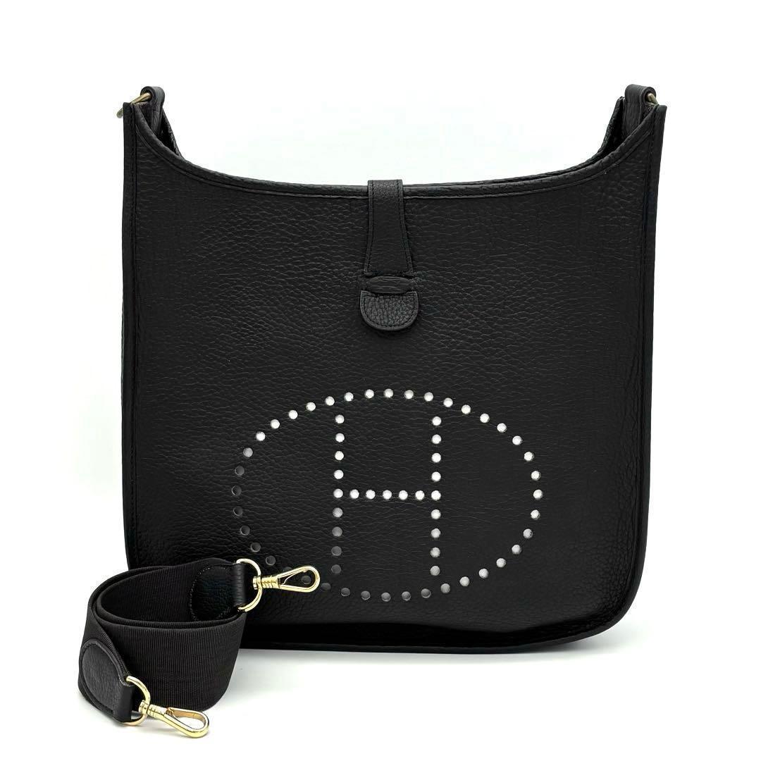Hermes Evelyne II GM Black Taurillon Gold Shoulder Bag