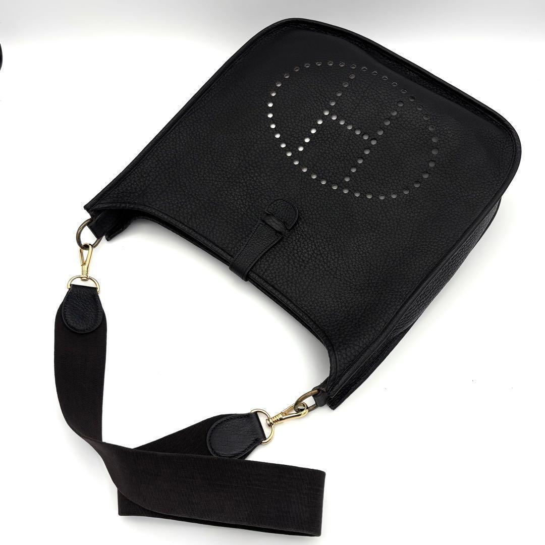 Hermes Evelyne II GM Black Taurillon Gold Shoulder Bag — view 3