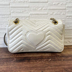 Gucci GG Marmont Leather Chain Shoulder Bag White — view 2