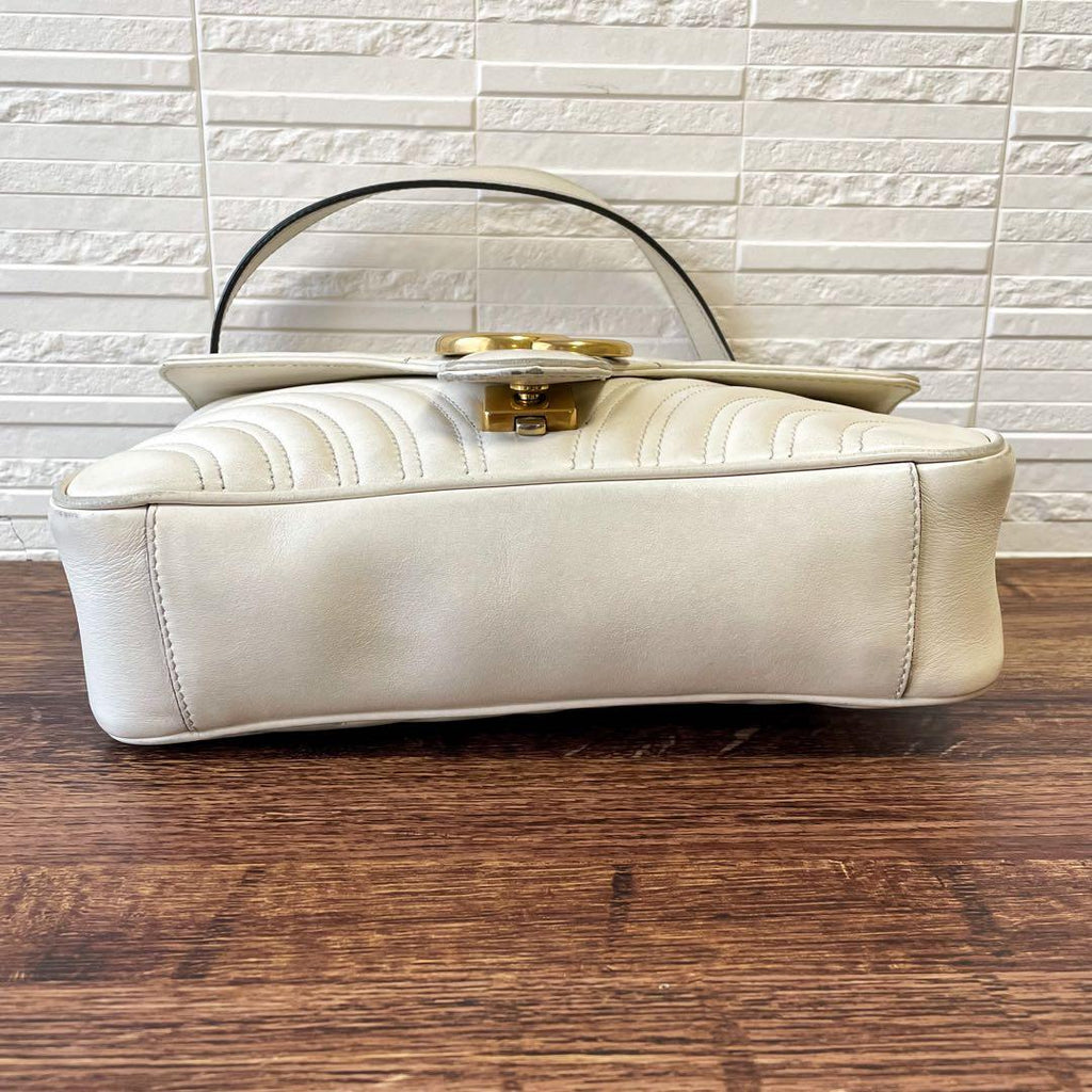 Gucci GG Marmont Leather Chain Shoulder Bag White — view 4