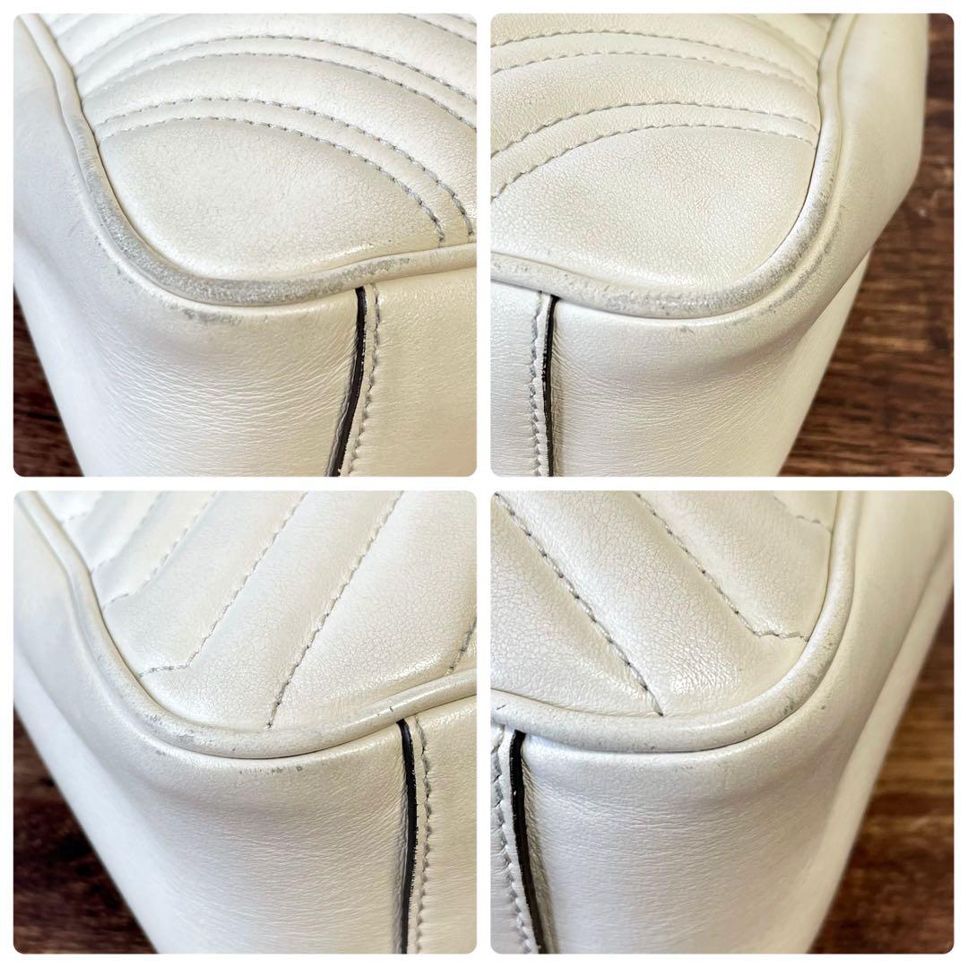 Gucci GG Marmont Leather Chain Shoulder Bag White — view 5