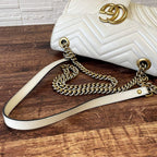 Gucci GG Marmont Leather Chain Shoulder Bag White — view 6