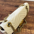 Gucci GG Marmont Leather Chain Shoulder Bag White — view 7