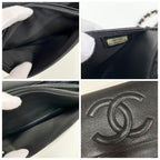 Chanel Caviar Leather CC Logo Shoulder Bag Chain Wallet — view 9