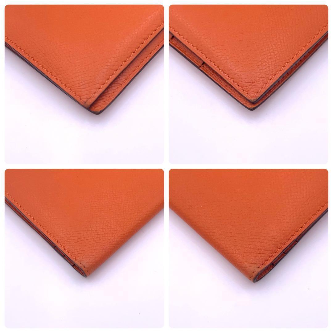 Hermes Bearn Classic Veau Epsom Wallet Orange — view 7