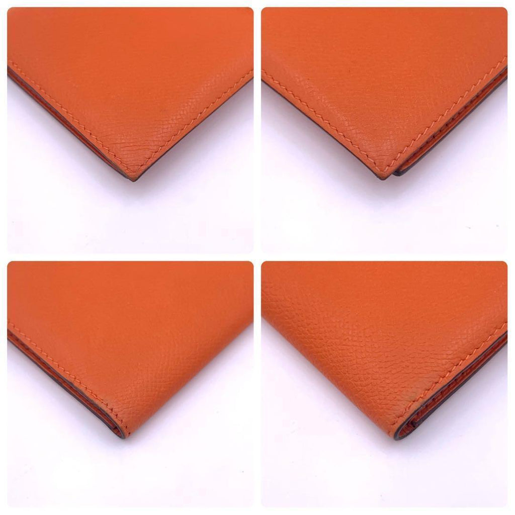 Hermes Bearn Classic Veau Epsom Wallet Orange — view 8