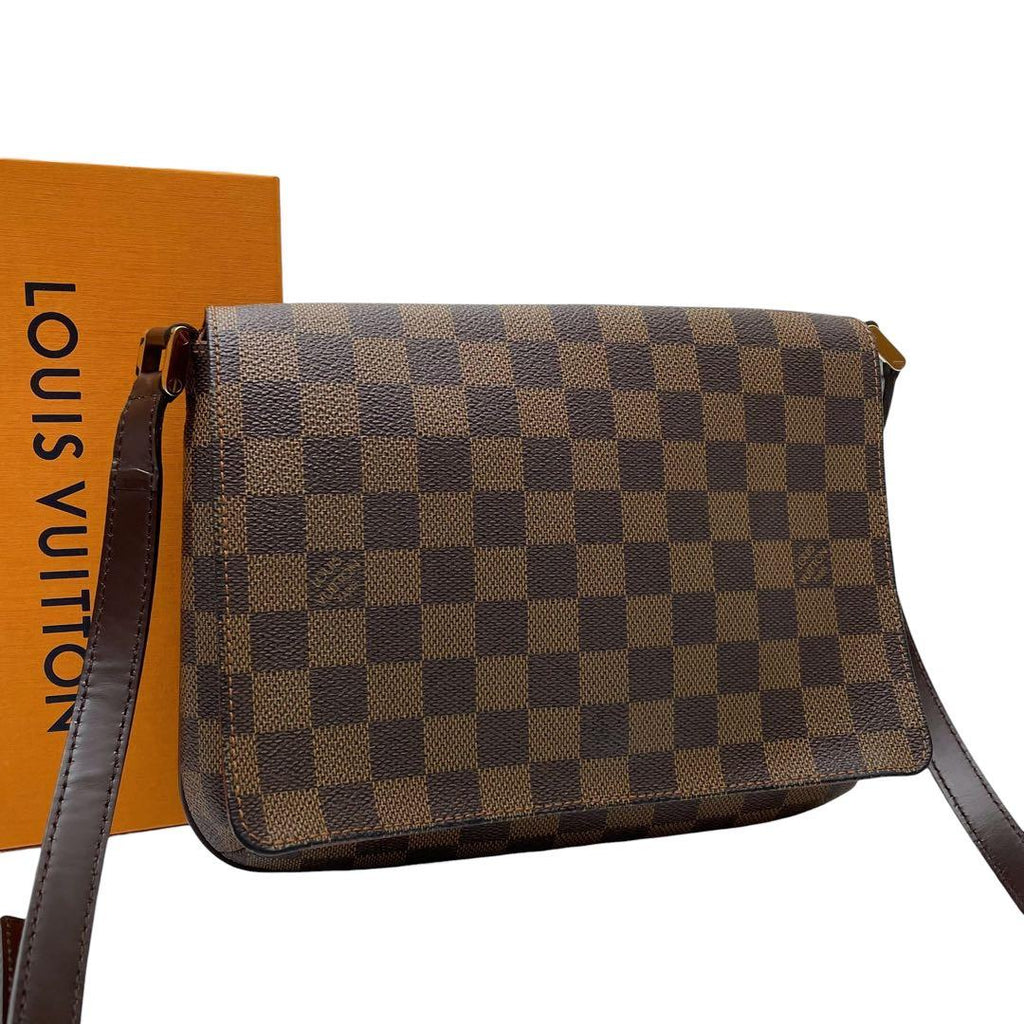Louis Vuitton Damier Musette Tango Shoulder Bag Brown