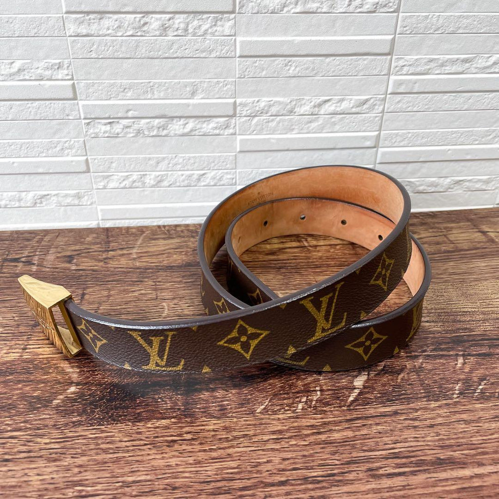 Louis Vuitton Leather Monogram Ceinture Belt Gold Brown — view 2