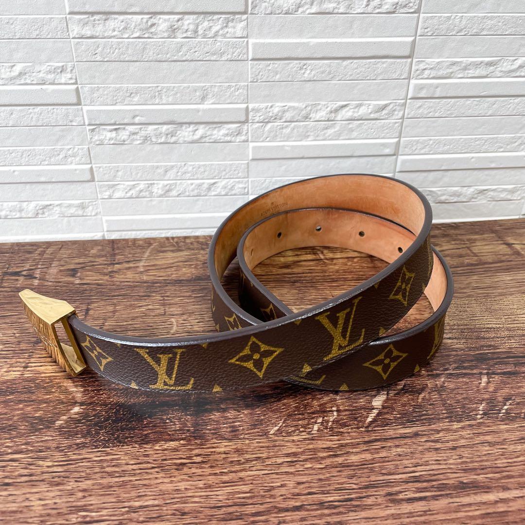 Louis Vuitton Leather Monogram Ceinture Belt Gold Brown — view 2