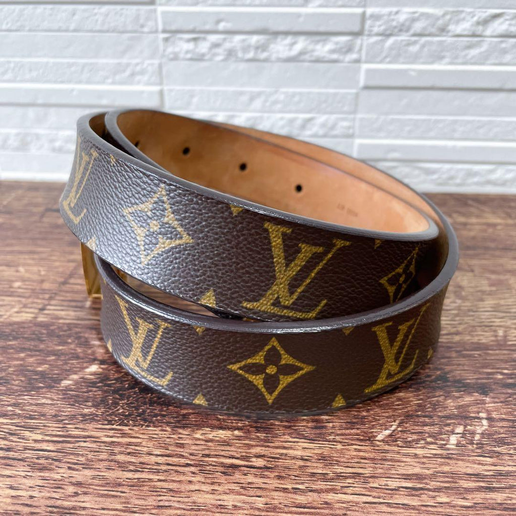 Louis Vuitton Leather Monogram Ceinture Belt Gold Brown — view 4