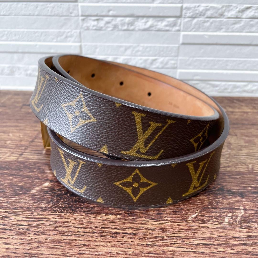 Louis Vuitton Leather Monogram Ceinture Belt Gold Brown — view 4