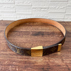 Louis Vuitton Leather Monogram Ceinture Belt Gold Brown — view 5
