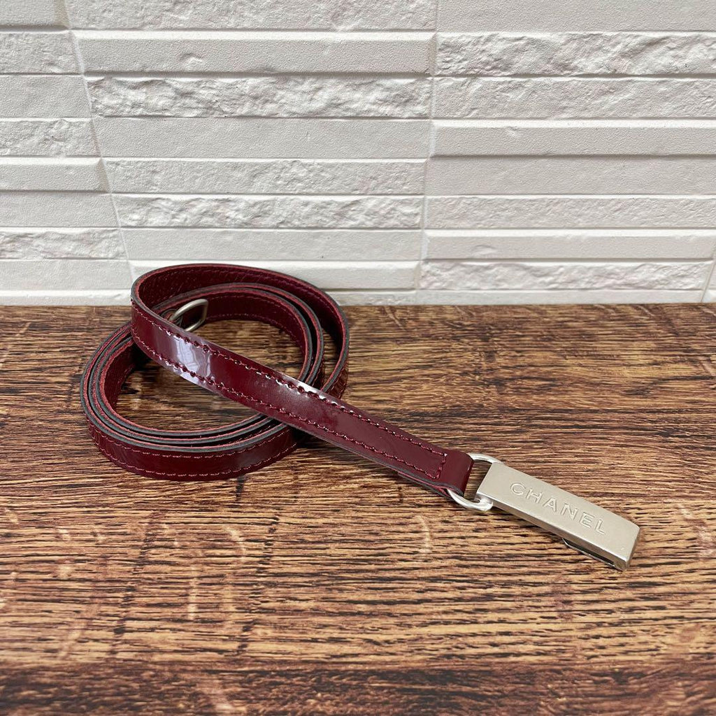Chanel Enamel Leather Silver Buckle Belt Bordeaux — view 2