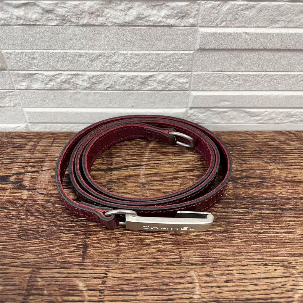 Chanel Enamel Leather Silver Buckle Belt Bordeaux — view 3