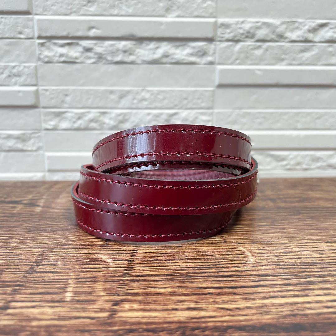 Chanel Enamel Leather Silver Buckle Belt Bordeaux — view 4