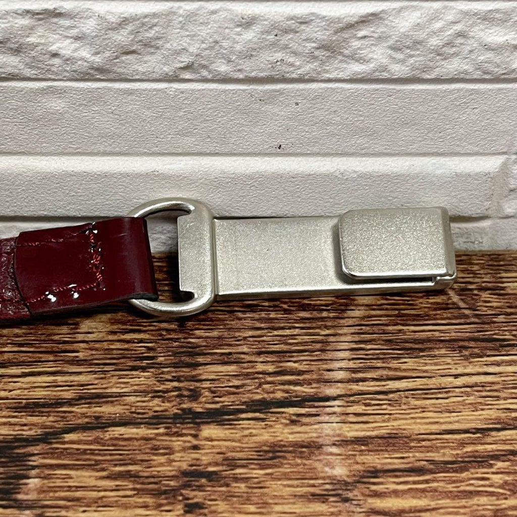 Chanel Enamel Leather Silver Buckle Belt Bordeaux — view 8