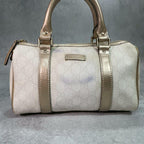 Gucci GG Boston Bag White Gold Logo Leather — view 2