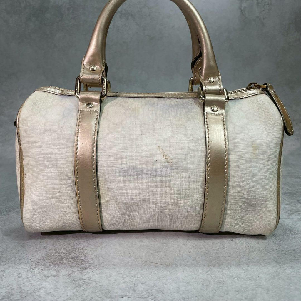 Gucci GG Boston Bag White Gold Logo Leather — view 3