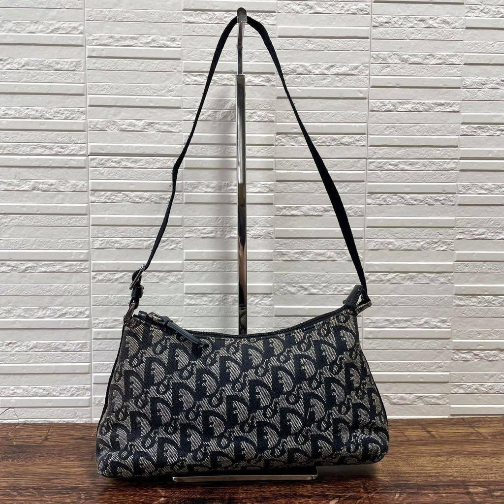 Dior Trotter Shoulder Bag Canvas Pouch Navy