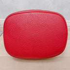 Prada Vitello Daino Drawstring 2-Way Leather Bucket Bag Red — view 5