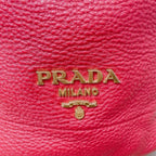 Prada Vitello Daino Drawstring 2-Way Leather Bucket Bag Red — view 9