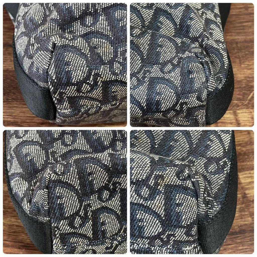 Dior Trotter Canvas Shoulder Bag All Over Pattern Large Navy — view 5
