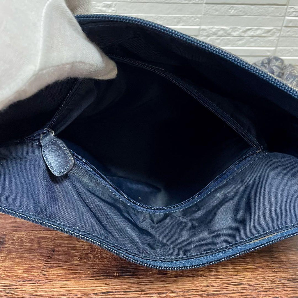 Dior Trotter Canvas Shoulder Bag All Over Pattern Large Navy — view 8