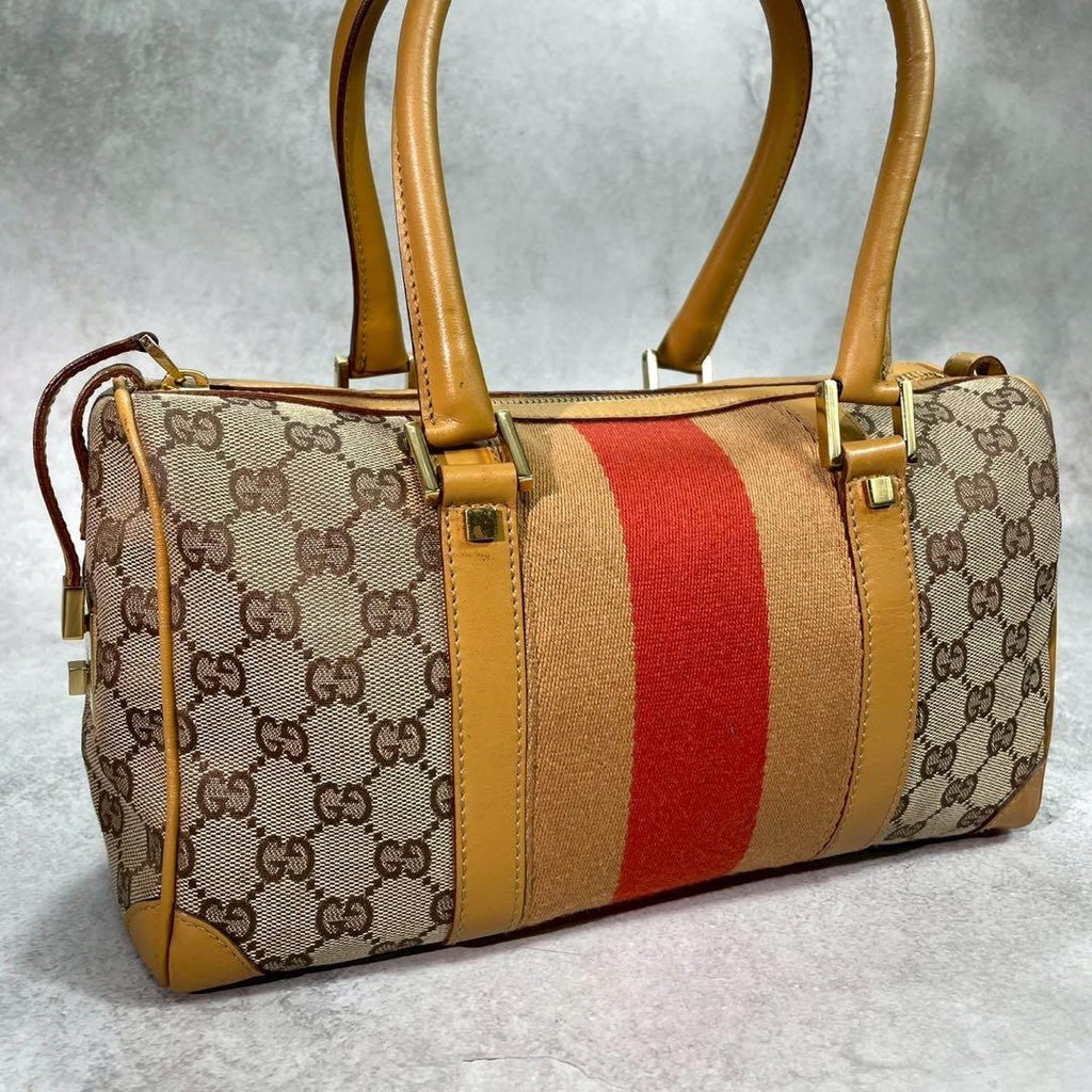 Gucci GG Sherry Line Boston Bag Beige Yellow