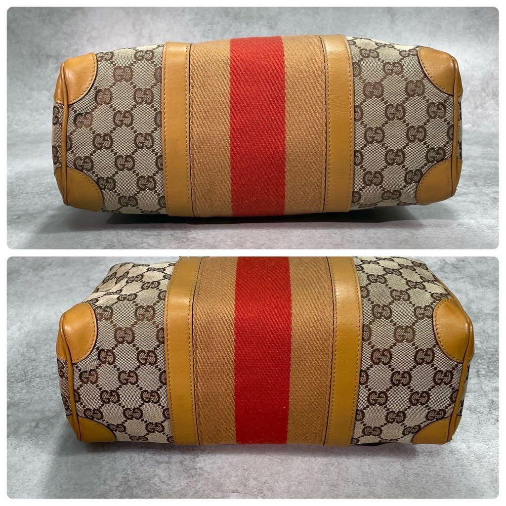 Gucci GG Sherry Line Boston Bag Beige Yellow — view 8