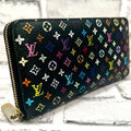 Louis Vuitton Multicolor Zippy Wallet Black Lime Green