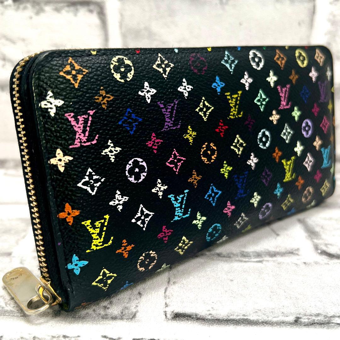 Louis Vuitton Multicolor Zippy Wallet Black Lime Green
