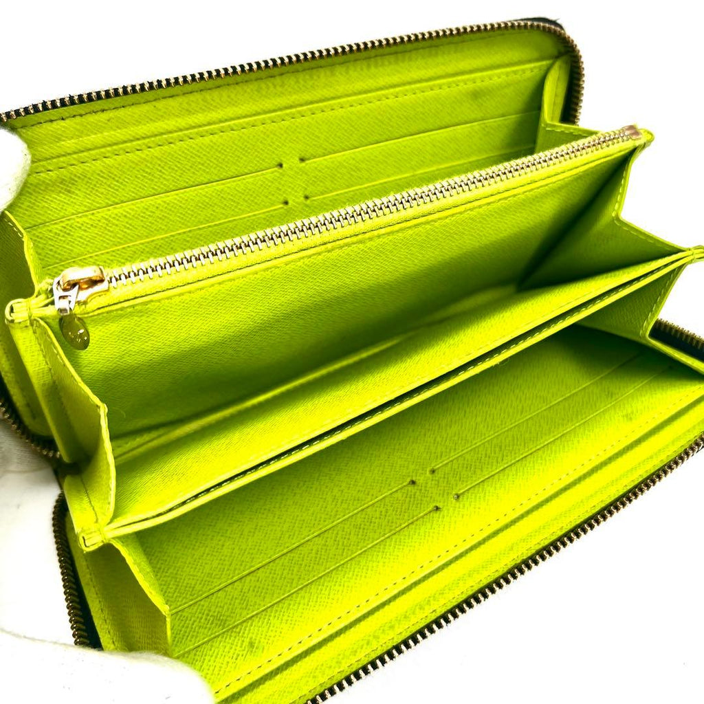 Louis Vuitton Multicolor Zippy Wallet Black Lime Green — view 8