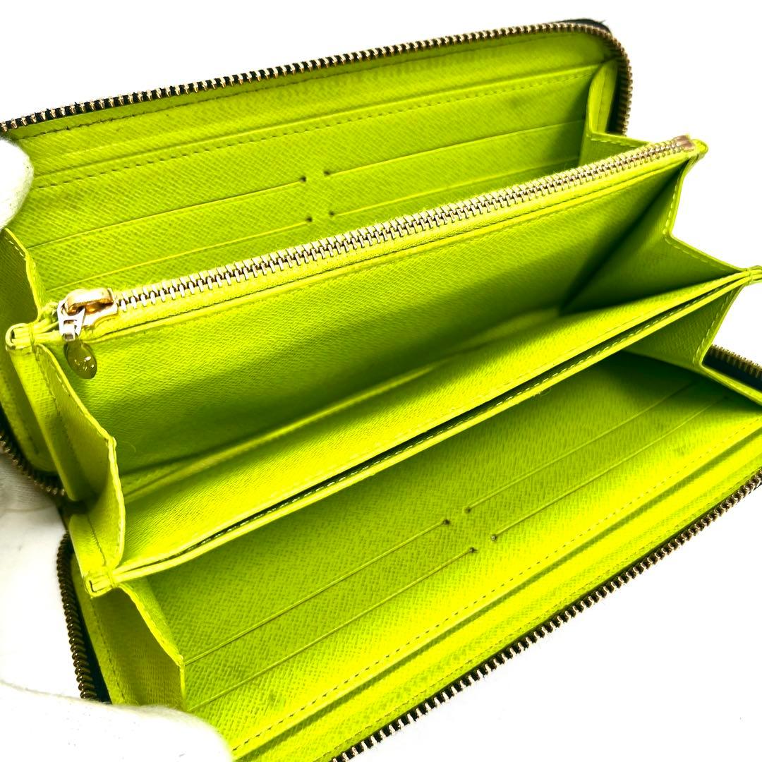 Louis Vuitton Multicolor Zippy Wallet Black Lime Green — view 8