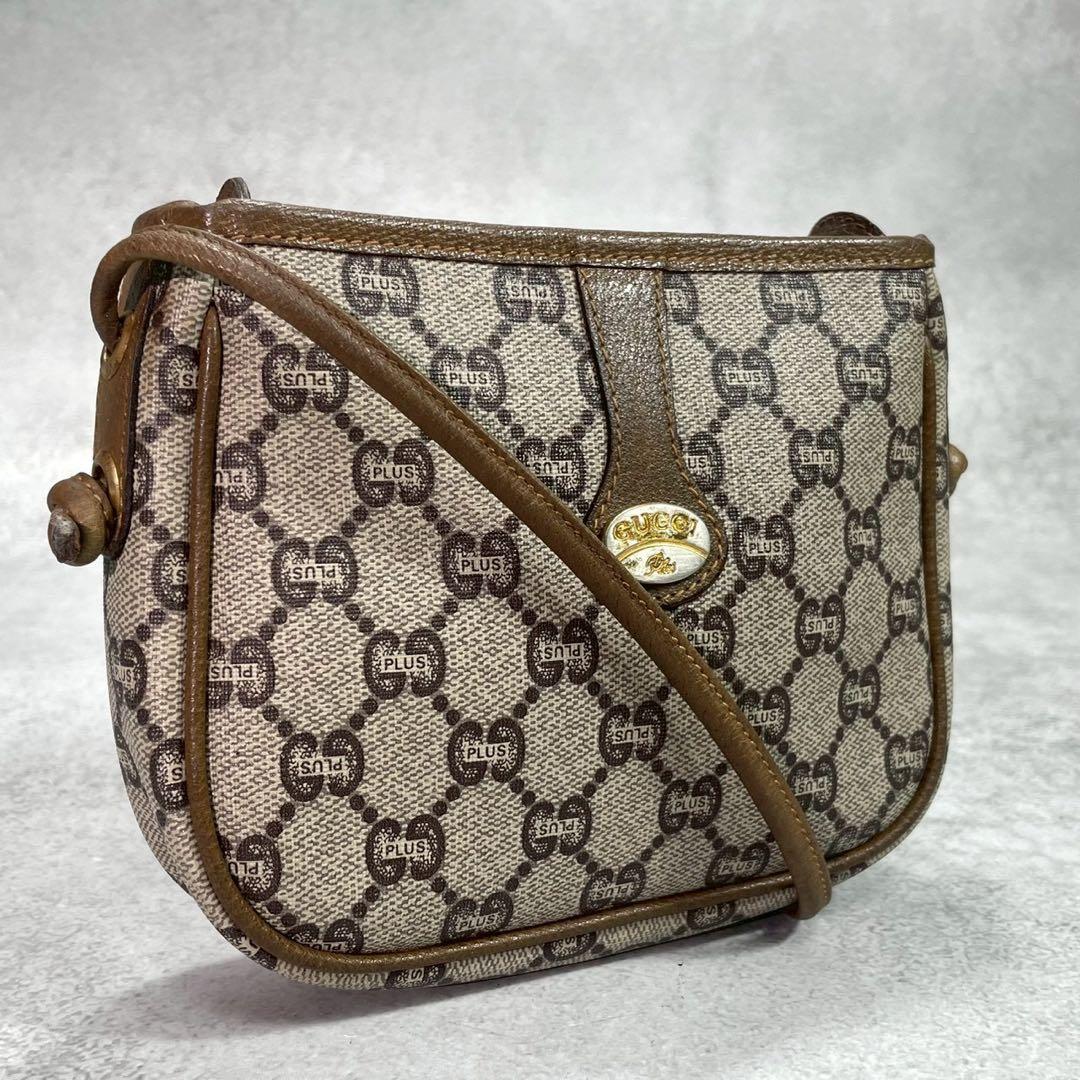 Gucci GG Shoulder Bag Brown Beige Leather