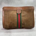 Gucci Sherry Line Clutch Suede Brown Leather — view 3