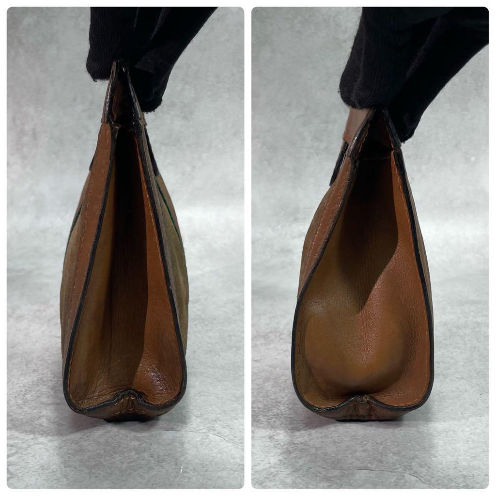 Gucci Sherry Line Clutch Suede Brown Leather — view 6