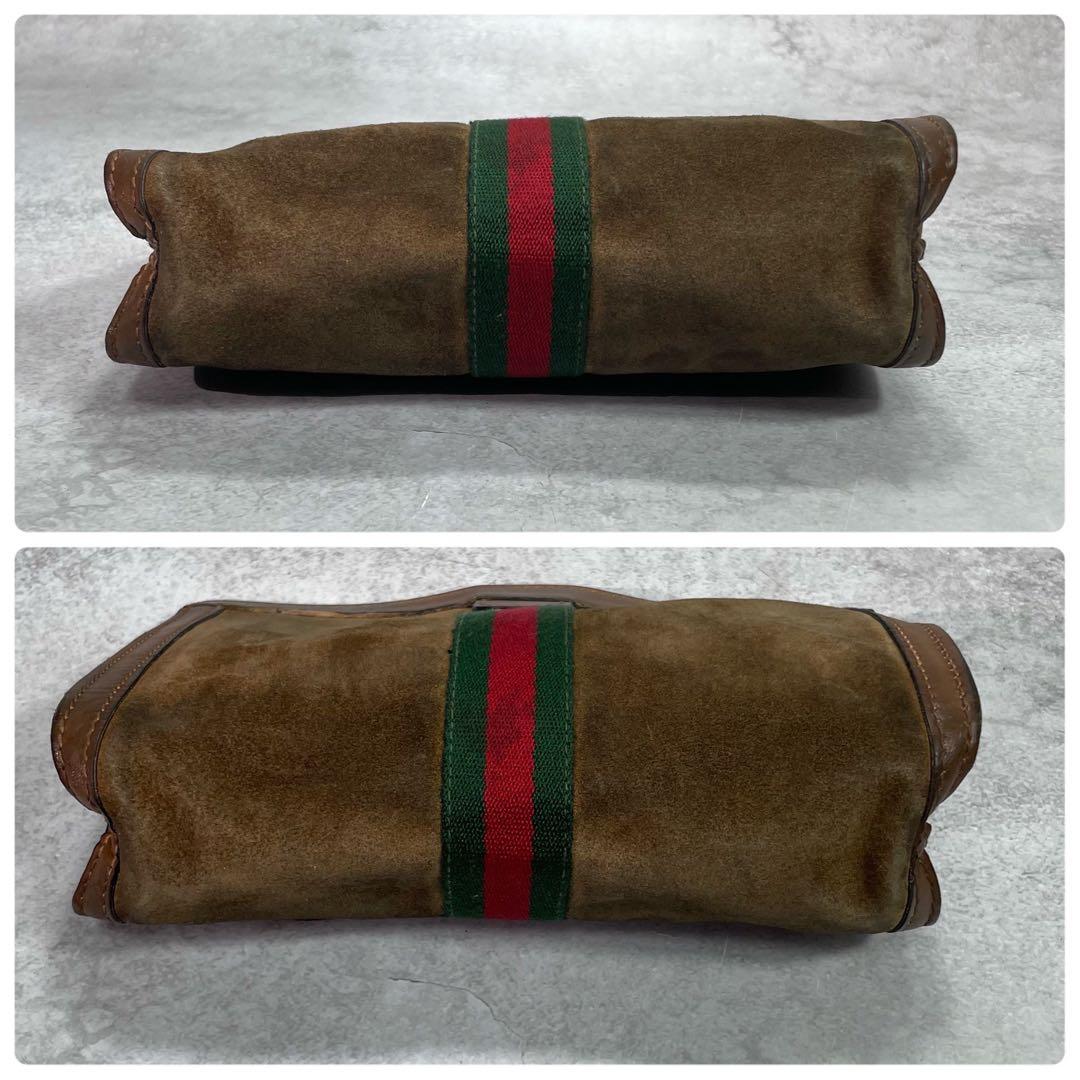 Gucci Sherry Line Clutch Suede Brown Leather — view 7