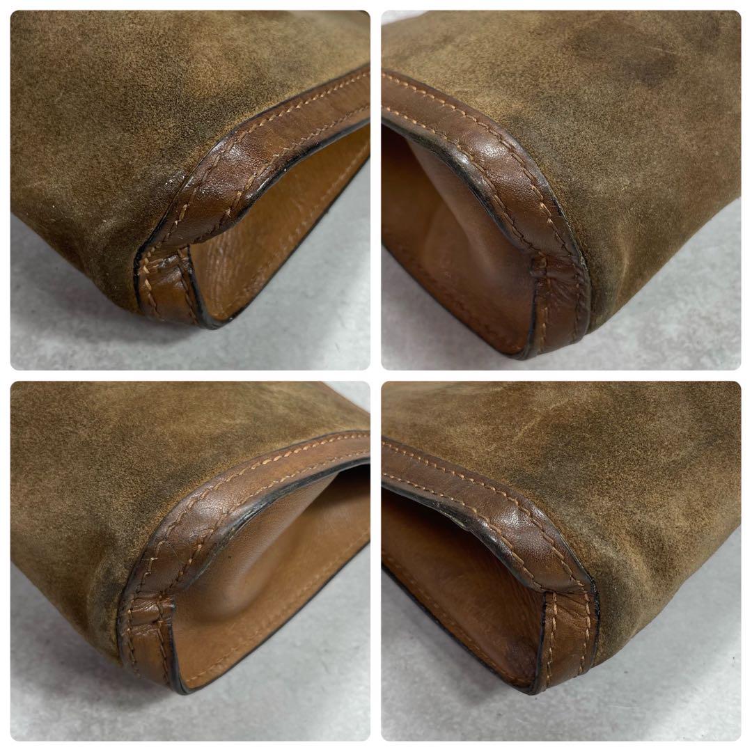 Gucci Sherry Line Clutch Suede Brown Leather — view 8